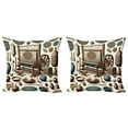 thumbnail image 1 of Ambesonne Traditional Throw Pillow Cover 2 Pack, Oriental Ethno Artwork, 16", Umber Dark Teal Ivory, 1 of 7