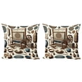 thumbnail image 1 of Ambesonne Traditional Throw Pillow Cover 2 Pack, Oriental Ethno Artwork, 20", Umber Dark Teal Ivory, 1 of 7