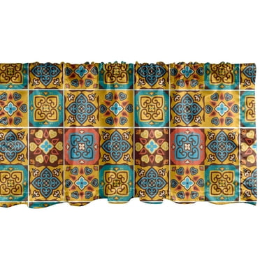 Ambesonne Traditional Window Valance, Azulejo Tile Mosaic, 54" X 18", Multicolor