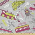 thumbnail image 1 of Ambesonne Train Fabric by the Yard Microfiber, Railway Station Vivid Art, 3 Yards, Yellow Green Hot Pink, 1 of 2
