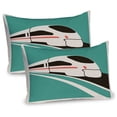 thumbnail image 1 of Ambesonne Train Pillow Sham 2 Pack, Retro Style Modern Vehicle, 30"x20", Sea Green Eggshell, 1 of 3