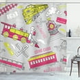 thumbnail image 1 of Ambesonne Train Shower Curtain, Railway Station Vivid Art, 69"Wx84"L, Yellow Green Hot Pink, 1 of 3