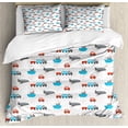 thumbnail image 1 of Ambesonne Transportation Duvet Cover Sets, Party Motifs Cars, 2-King, Grey Blue and Vermilion, 1 of 7