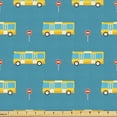 thumbnail image 1 of Ambesonne Transportation Fabric by the Yard Upholstery, Bus and Stop Signs, 5 Yards, Sea Blue Mustard, 1 of 1