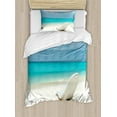 thumbnail image 1 of Ambesonne Travel Duvet Cover Sets, Maldives Beach Sunny Day, 2-Twin, Turquoise Off White, 1 of 4