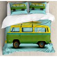 thumbnail image 1 of Ambesonne Travel Duvet Cover Sets, Single Surf Bus Holiday, 2-King, Seafoam and Multicolor, 1 of 7