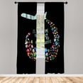 thumbnail image 1 of Ambesonne Travel Emoji Curtains, Summer Motifs Writing, Pair of 28"x95", Seafoam Pale Orange Black, 1 of 2