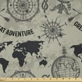 thumbnail image 1 of Ambesonne Travel Fabric by the Yard Microfiber, Vintage Adventure Art, 1 Yard, Dusk and Charcoal Grey, 1 of 2