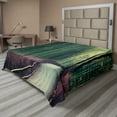 thumbnail image 1 of Ambesonne Travel Flat Sheet, Exotic Jungle Scene in Japan, Queen Size, Hunter Green and Umber, 1 of 1