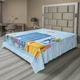 thumbnail image 1 of Ambesonne Travel Flat Sheet, Families Off to a Vacation, King Size, Pale Blue and Multicolor, 1 of 1