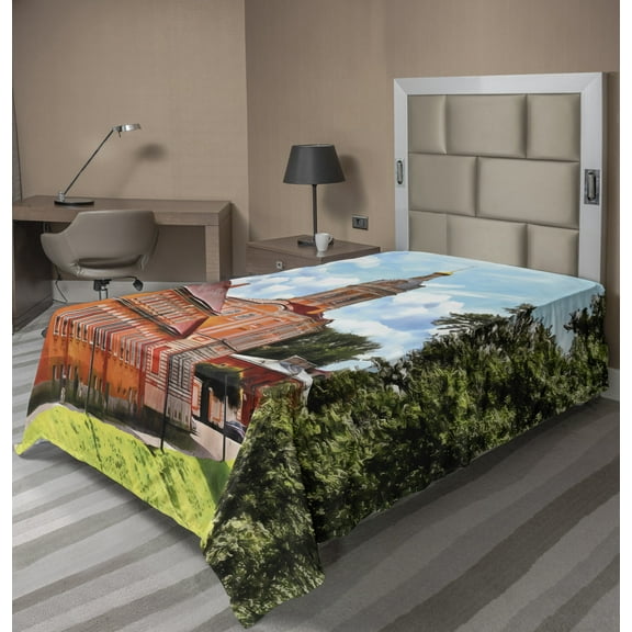 Ambesonne Travel Flat Sheet, Landmark in St. Petersburgh, Twin Size, Multicolor