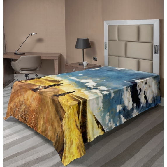 Ambesonne Travel Flat Sheet, Motorcycles Countryside, TwinXL Size, Multicolor
