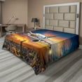thumbnail image 1 of Ambesonne Travel Flat Sheet, Night Scene with Plane, King Size, Orange Blue, 1 of 1