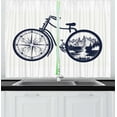 thumbnail image 1 of Ambesonne Travel Kitchen Curtains, Compass and Landscape Wheels, 55"x45", Violet Blue Off White, 1 of 1