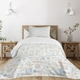 thumbnail image 1 of Ambesonne Travel Quilted Bedspread Set 2 Pcs, Vintage Rubber Stamps, Twin Size, Multicolor, 1 of 3
