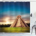 thumbnail image 1 of Ambesonne Travel Shower Curtain, Kukulkan Pyramid Yucatan, 69"Wx84"L, Night Blue Multicolor, 1 of 2