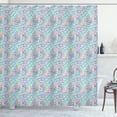 thumbnail image 1 of Ambesonne Travel Shower Curtain, Stamps From Countries Art, 69"Wx70"L, Pastel Brown Blue and Green, 1 of 1