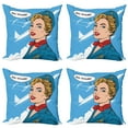 thumbnail image 1 of Ambesonne Travel Throw Pillow Cover 4 Pack, Bon Voyage Stewardess Retro, 20", Multicolor, 1 of 7
