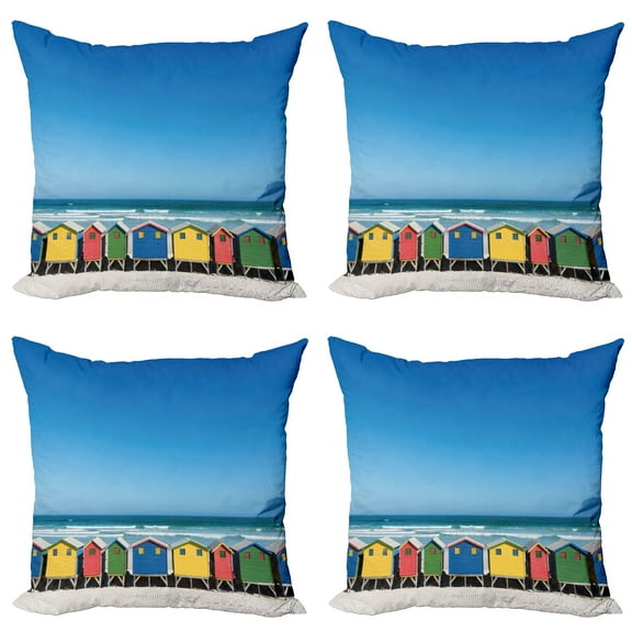 Ambesonne Travel Throw Pillow Cover 4 Pack, Cape Town South Africa, 20", Multicolor