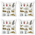 thumbnail image 1 of Ambesonne Travel Throw Pillow Cover 4 Pack, Famous Landmarks Tourism, 18", Multicolor, 1 of 2