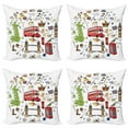 thumbnail image 1 of Ambesonne Travel Throw Pillow Cover 4 Pack, Sketchy Famous Tourist, 18", Multicolor, 1 of 6