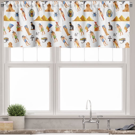 Ambesonne Travel Valance Pack of 2, Egyptian Myth, 54"X12", Multicolor
