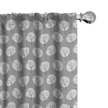 Ambesonne Tree 4-Panel Curtains, Round and Grey Forest Elements, 56"x84", Grey Pale Grey