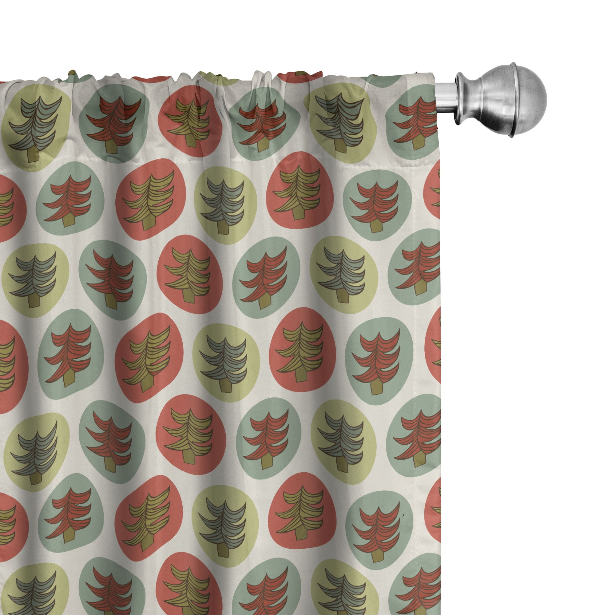 Abstract Spruces Multicolor Polyester Rod Pocket Curtain Panels, 28" x 95"