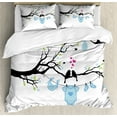 thumbnail image 1 of Ambesonne Tree Duvet Cover Set, Birds Clothes, Queen, Lime Green Pale Blue, 1 of 3