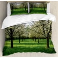 thumbnail image 1 of Ambesonne Tree Duvet Cover Sets, Cherry Blossoms Spring Season, 2-Queen, Lime Green Dark Brown, 1 of 6