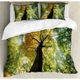 thumbnail image 1 of Ambesonne Tree Duvet Cover Sets, Forest Autumn Growth Eco, 2-Queen, Dark Brown Pale Green, 1 of 7