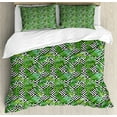 thumbnail image 1 of Ambesonne Tree Duvet Cover Sets, Macro Palm Tree Leaves, 2-Queen, Hunter Green Black White, 1 of 7