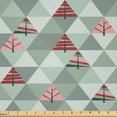 thumbnail image 1 of Ambesonne Tree Fabric by the Yard Microfiber, Illustration of Triangles, 5 Yards, Coral and Reseda Green, 1 of 2