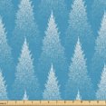 thumbnail image 1 of Ambesonne Tree Fabric by the Yard Upholstery, Winter Art Pine Nature Forest, 5 Yards, Sea Blue White, 1 of 5