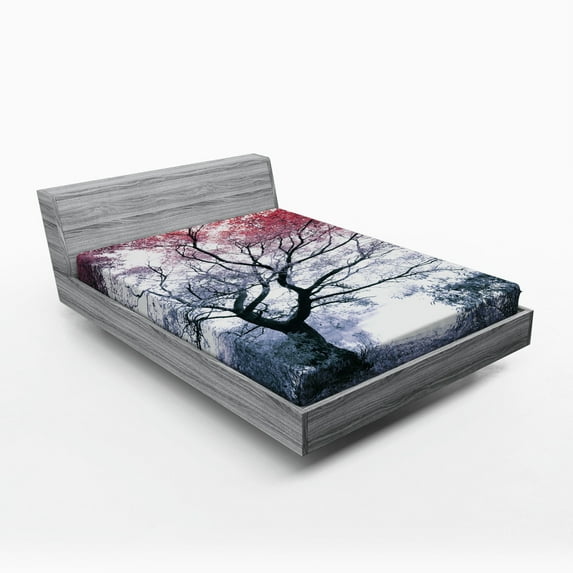 Ambesonne Tree Fitted Sheet, Abstract Colorful Dramatic, Queen Size, Multicolor