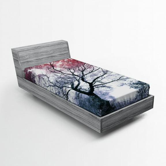 Ambesonne Tree Fitted Sheet, Abstract Colorful Dramatic, Twin XL Size, Multicolor