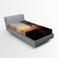 thumbnail image 1 of Ambesonne Tree Fitted Sheet, Countryside Autumn Dusk, Twin XL Size, Brown Blue, 1 of 3