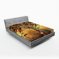 thumbnail image 1 of Ambesonne Tree Fitted Sheet, Earthy Color Tones Composition, Full Size, Amber Fawn Burgundy, 1 of 3