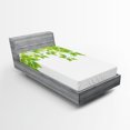 thumbnail image 1 of Ambesonne Tree Fitted Sheet, Leaves Spring Art, Twin Size, Green White, 1 of 2