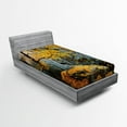 thumbnail image 1 of Ambesonne Tree Fitted Sheet, Maple Falling Leaves, Twin XL Size, Grey Orange, 1 of 2