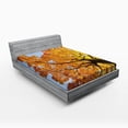 thumbnail image 1 of Ambesonne Tree Fitted Sheet, Maple Leaves Fall Autumn, Full Size, Orange Blue, 1 of 2