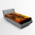 thumbnail image 1 of Ambesonne Tree Fitted Sheet, Old Oak at Sunset View, Twin Size, Orange Brown, 1 of 2