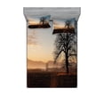 thumbnail image 1 of Ambesonne Tree Fitted Sheet & Pillow Sham Set, Countryside Autumn Dusk, Full, Brown Blue, 1 of 2