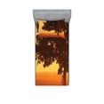 thumbnail image 1 of Ambesonne Tree Fitted Sheet & Pillow Sham Set, Countryside Farm Sunrise, Twin, Brown Orange, 1 of 2