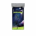 thumbnail image 1 of Ambesonne Tree Fitted Sheet & Pillow Sham Set, Full Moon Galaxy Grass, Twinxl, Green and Navy, 1 of 2