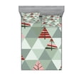 thumbnail image 1 of Ambesonne Tree Fitted Sheet & Pillow Sham Set, Illustration of Triangles, Queen, Coral and Reseda Green, 1 of 2