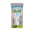 thumbnail image 1 of Ambesonne Tree Fitted Sheet & Pillow Sham Set, Japanese Spring Flowers, Twin, Aqua Pink Green, 1 of 2