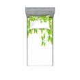 thumbnail image 1 of Ambesonne Tree Fitted Sheet & Pillow Sham Set, Leaves Spring Art, Twinxl, Green White, 1 of 2
