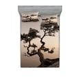 thumbnail image 1 of Ambesonne Tree Fitted Sheet & Pillow Sham Set, Lonely Juniper Tree Fall, Queen, Brown Grey, 1 of 2