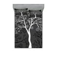 thumbnail image 1 of Ambesonne Tree Fitted Sheet & Pillow Sham Set, Modern Art Pattern Boho, Queen, Grey White, 1 of 2